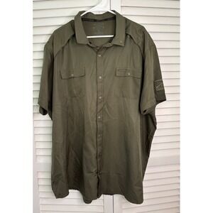 Grunt Style Size 3XL Olive Green Vented Short Sleeve Snap Close Active Shirt